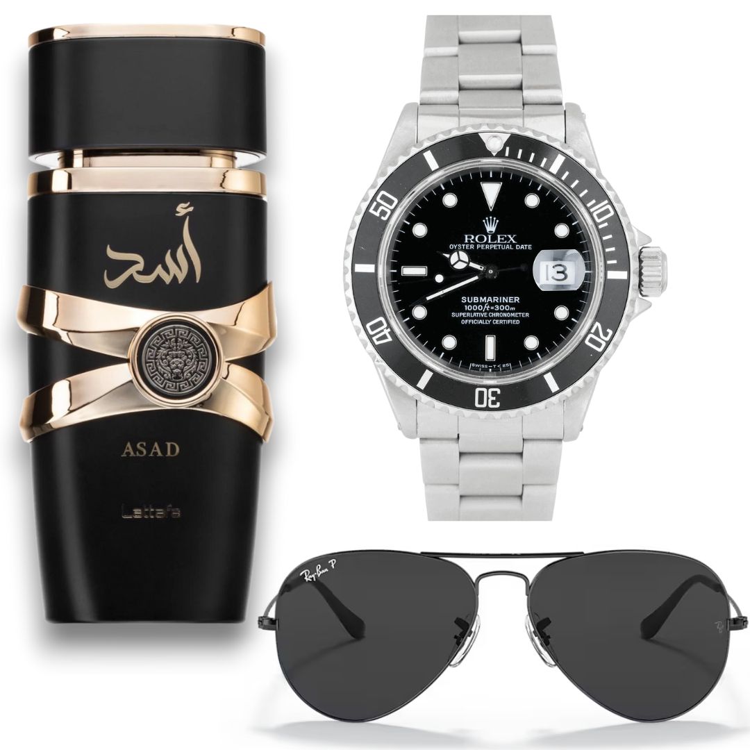 MEGA COMBO PERFUME + RELOJ + GAFAS